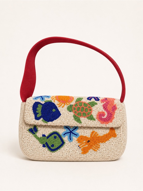 T.J.Maxx Handbags - Sea Life Beaded Shoulder Bag Fish Turtle Lobster NWT